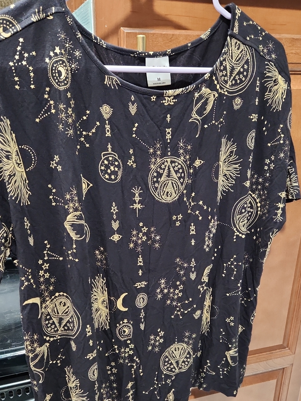 Soma Black Blouse with Gold Celestial Motif